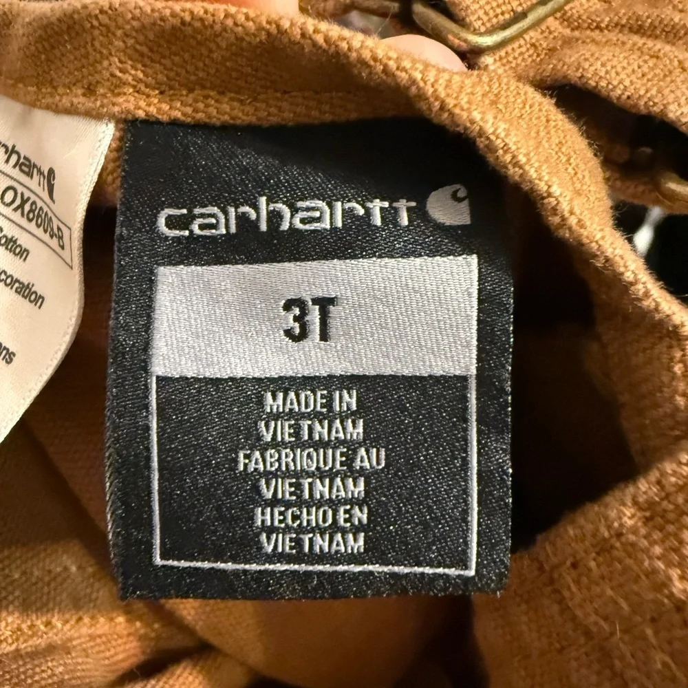 Carhartt Tan/Golden Duck Canvas Bib Overalls, 3T, Perfect Farmers Overalls